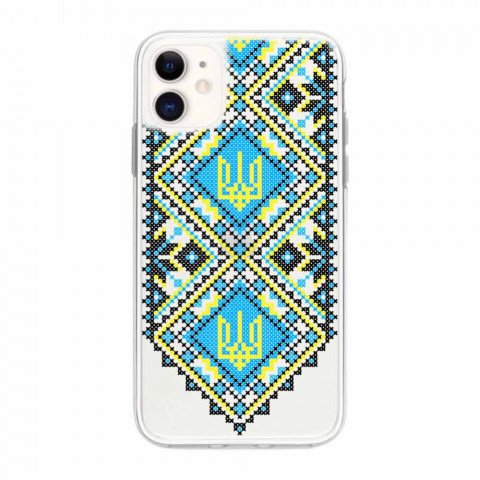 Патріотичний чохол для iPhone 11 з малюнком "Вишиванка синя"